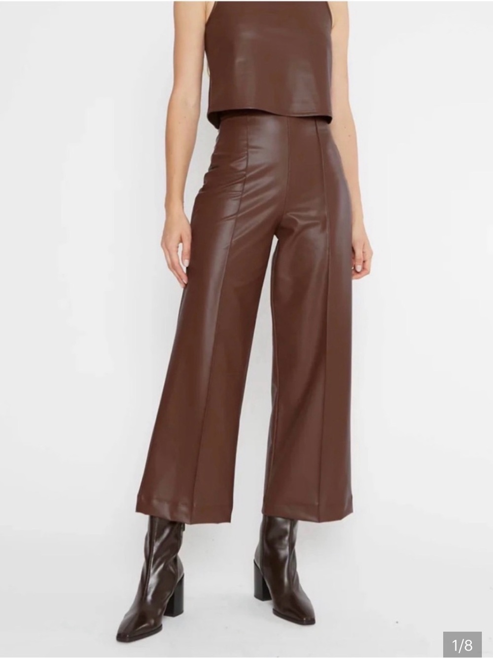 ripley rader Vegan Leather Cropped Straight Leg Pant